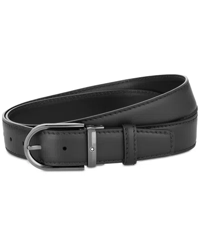 Montblanc Horseshoe Buckle 35 Mm Leather Belt In Black