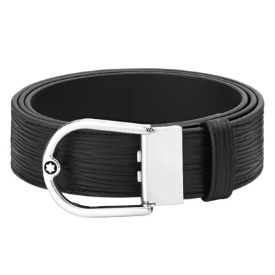MONTBLANC MONTBLANC HORSESHOE BUCKLE PRINTED 35 MM REVERSIBLE LEATHER BELT