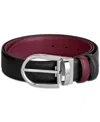 Montblanc Horseshoe Buckle Black/cassis 35mm Reversible Leather Belt In Black,cassis