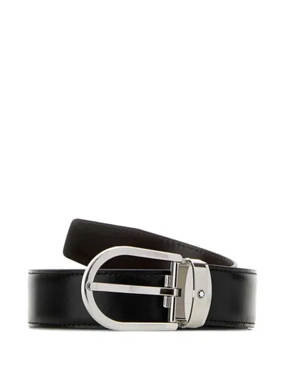 Montblanc Horseshoe Reversible Leather Belt In Burgundy