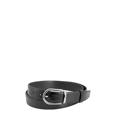 Montblanc Horseshoe-shaped Buckle Leather Belt In Black