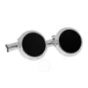 Montblanc Iconic Stainless Steel Black Onyx Cufflinks 112896 In Silver Tone