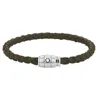 Montblanc Khaki Woven Leather Bracelet In Brown