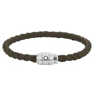 MONTBLANC MONTBLANC KHAKI WOVEN LEATHER BRACELET