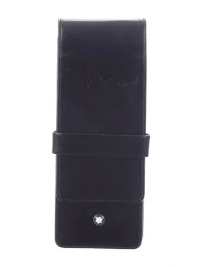 Pre-owned Montblanc Leather 3-pen Case In Black