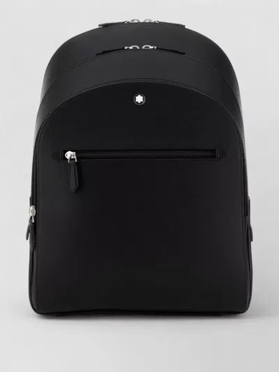 Montblanc Leather Backpack Adjustable Straps Top Handle In Black
