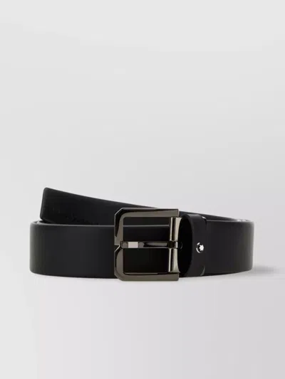 Montblanc Leather Belt Adjustable Metal Buckle In Black
