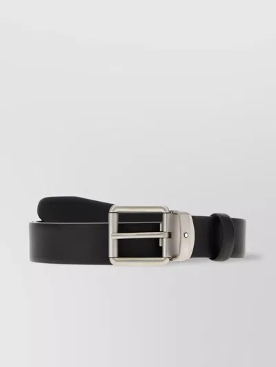 Montblanc Leather Belt Adjustable Metal Buckle In Black
