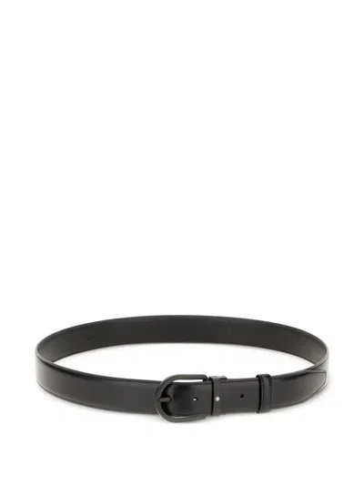 Montblanc Leather Belt With Adjustable Length And Metal Buckle In Black