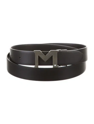 Pre-owned Montblanc Leather Belt Kit In Black