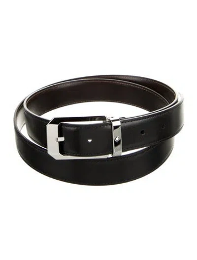 Pre-owned Montblanc Leather Belt Kit W/ Tags In Black