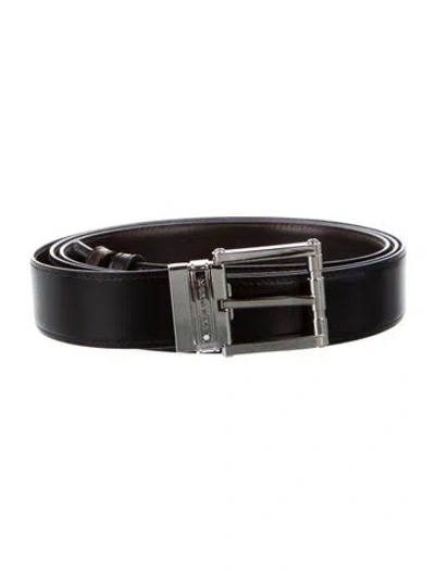 Pre-owned Montblanc Leather Belt W/ Tags In Black