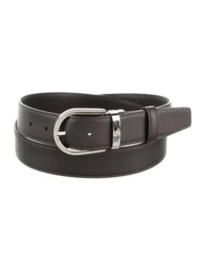 Pre-owned Montblanc Leather Belt W/ Tags In Black