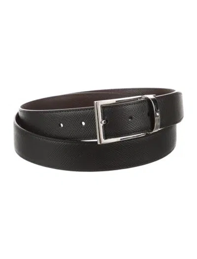 Pre-owned Montblanc Leather Belt W/ Tags In Black