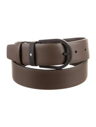 Pre-owned Montblanc Leather Belt W/ Tags In Brown