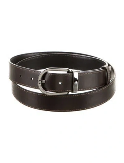 Pre-owned Montblanc Leather Belt W/ Tags In Brown