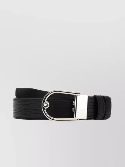 Montblanc Leather Belt With Adjustable Fit And Textured Finish In Black