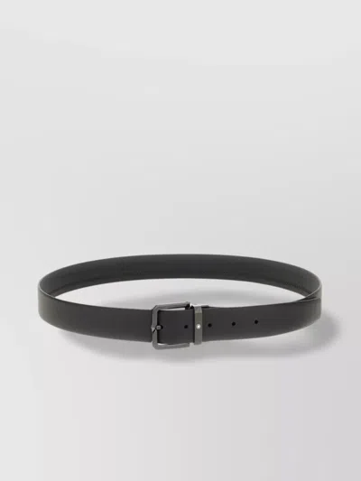 Montblanc Leather Belt With Adjustable Length And Metal Buckle In Black