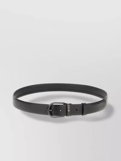 Montblanc Leather Belt With Adjustable Length And Textured Finish In Grey