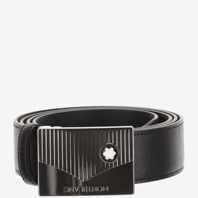 MONTBLANC LEATHER BELT WITH EMBLEM