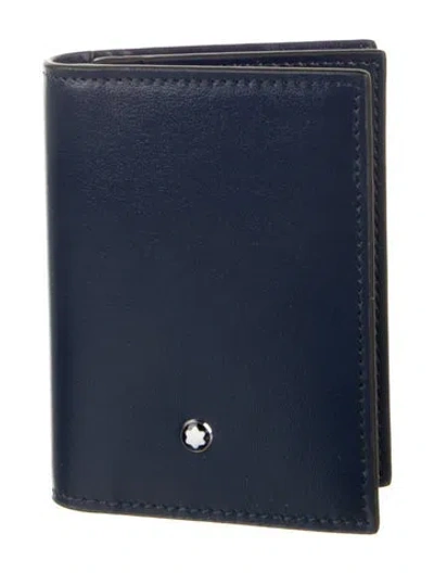 Pre-owned Montblanc Leather Bifold Wallet In Blue