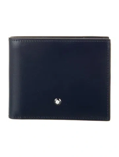 Pre-owned Montblanc Leather Bifold Wallet In Blue