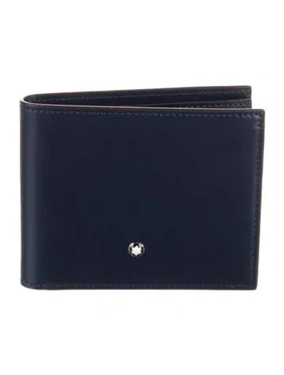 Pre-owned Montblanc Leather Bifold Wallet In Blue