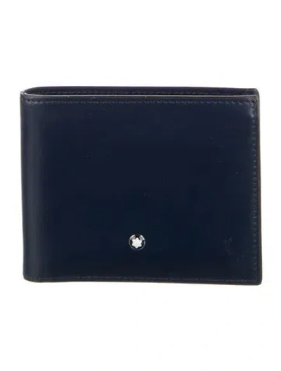 Pre-owned Montblanc Leather Bifold Wallet In Blue