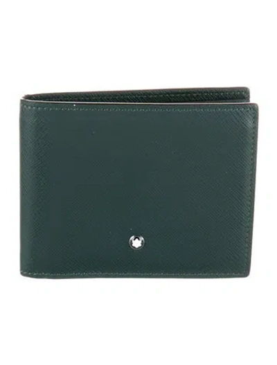 Pre-owned Montblanc Leather Bifold Wallet In Green