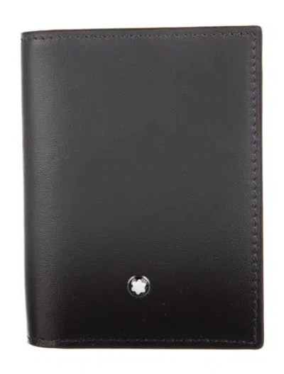 Pre-owned Montblanc Leather Bifold Wallet W/ Tags In Gray