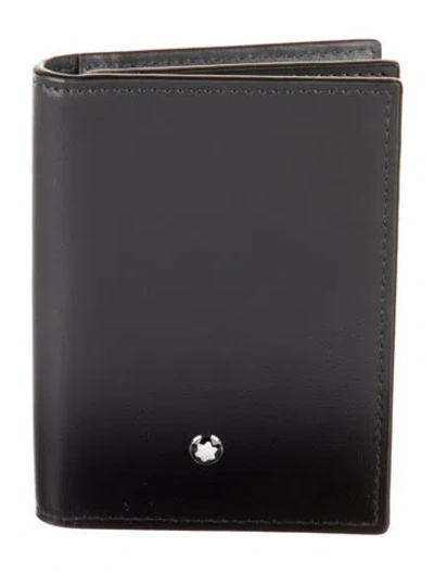 Pre-owned Montblanc Leather Bifold Wallet W/ Tags In Gray