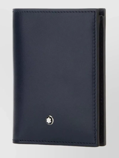 Montblanc Leather Bifold Wallet With Metal Hook In Blue