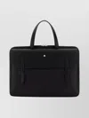Montblanc Leather Briefcase With Top Handles And Front Pocket