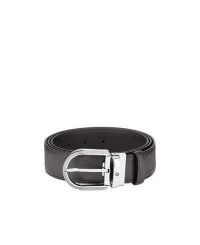 Montblanc Leather Oval-buckle Belt In Black