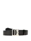 Montblanc Textured Leather Belt Silver-tone Buckle In Brown