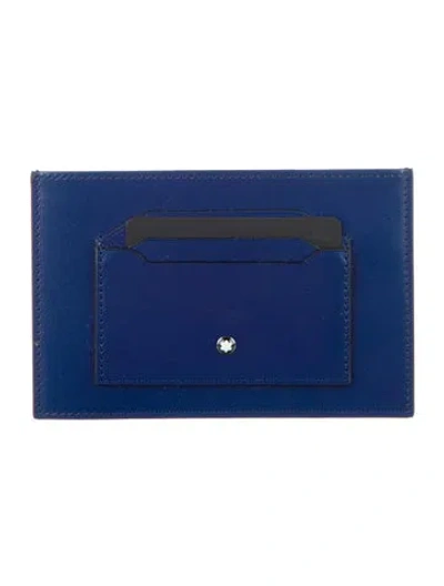 Pre-owned Montblanc Leather Card Holder In Blue