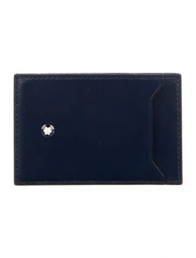 Pre-owned Montblanc Leather Card Holder In Blue