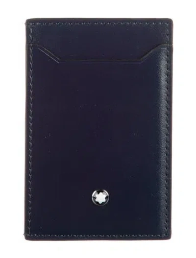 Pre-owned Montblanc Leather Card Holder In Blue