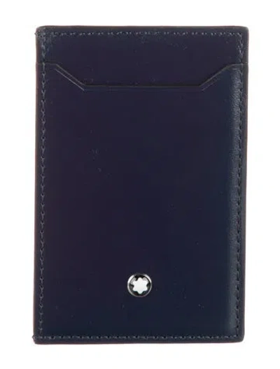 Pre-owned Montblanc Leather Card Holder In Blue