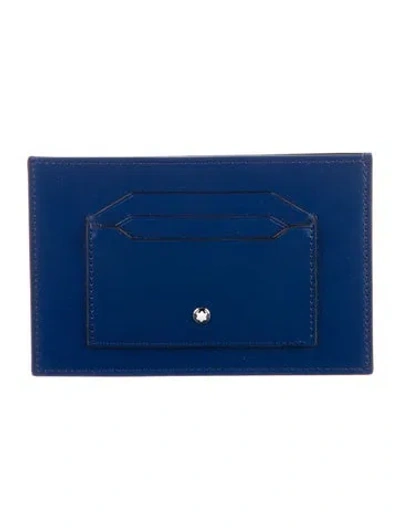 Pre-owned Montblanc Leather Card Holder In Blue