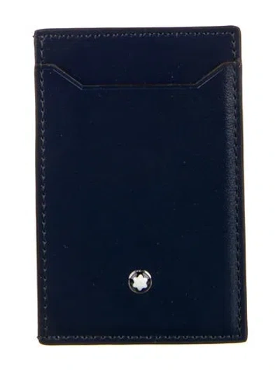 Pre-owned Montblanc Leather Card Holder In Blue