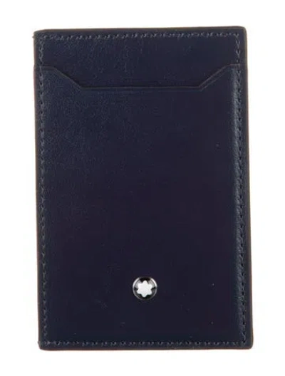 Pre-owned Montblanc Leather Card Holder In Blue