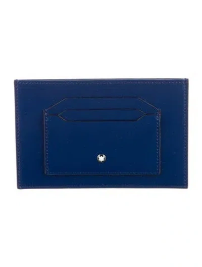 Pre-owned Montblanc Leather Card Holder In Blue