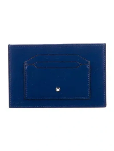 Pre-owned Montblanc Leather Card Holder In Blue