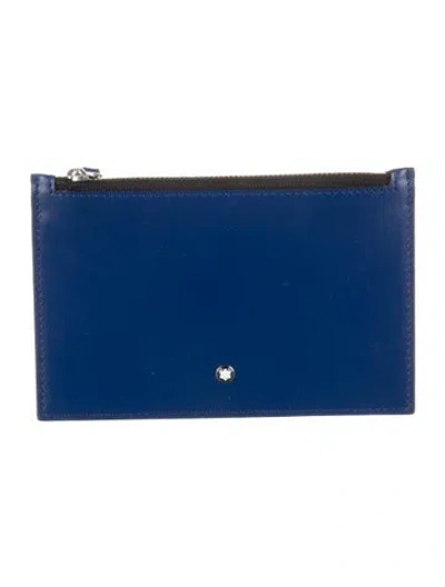 Pre-owned Montblanc Leather Card Holder In Blue