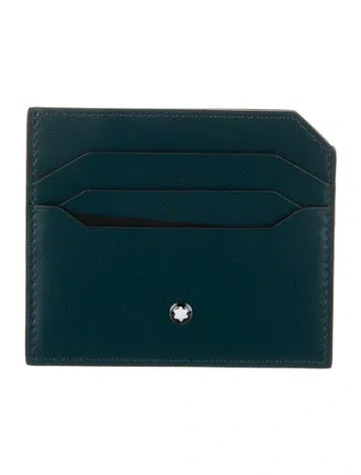 Pre-owned Montblanc Leather Card Holder In Blue
