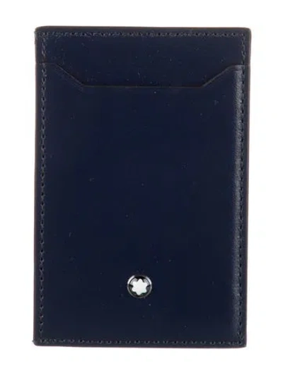 Pre-owned Montblanc Leather Card Holder In Blue