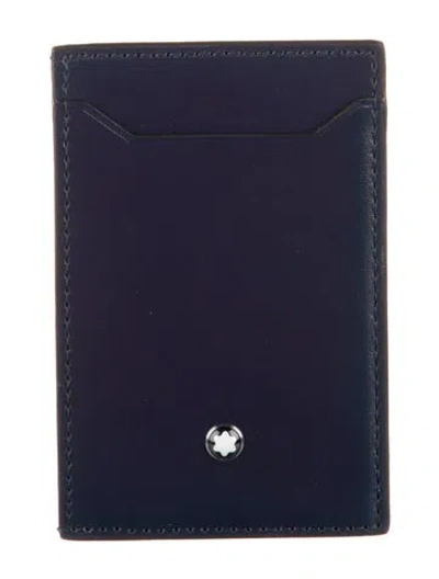 Pre-owned Montblanc Leather Card Holder In Blue