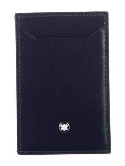 Pre-owned Montblanc Leather Card Holder In Blue