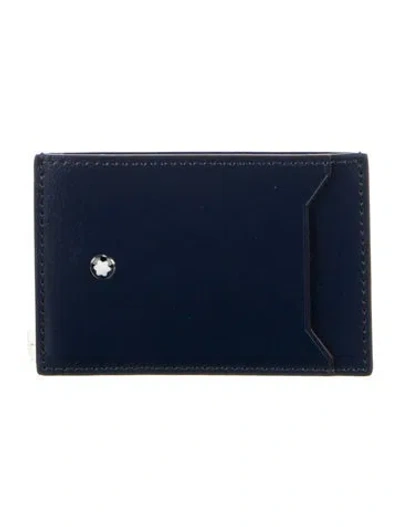 Pre-owned Montblanc Leather Card Holder In Blue
